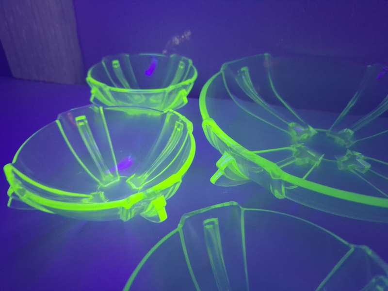Uranium Glass Dessert Set