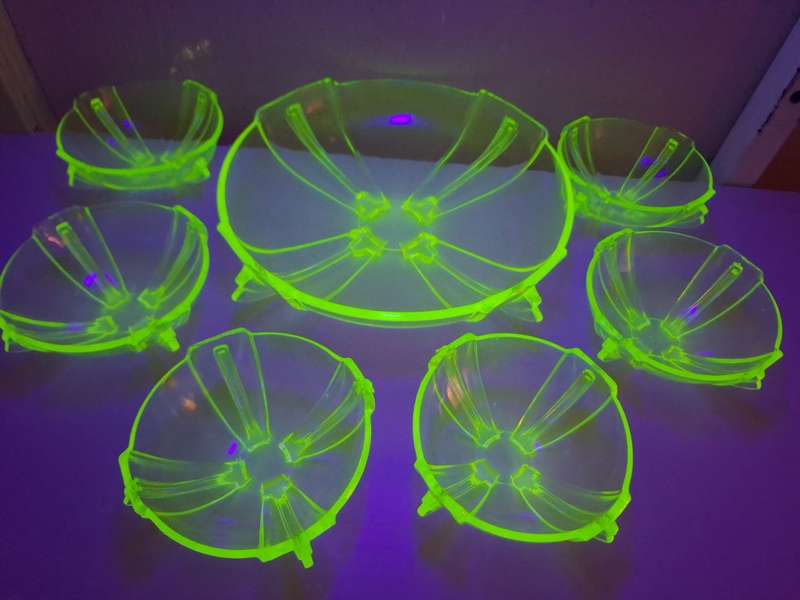 Uranium Glass Dessert Set