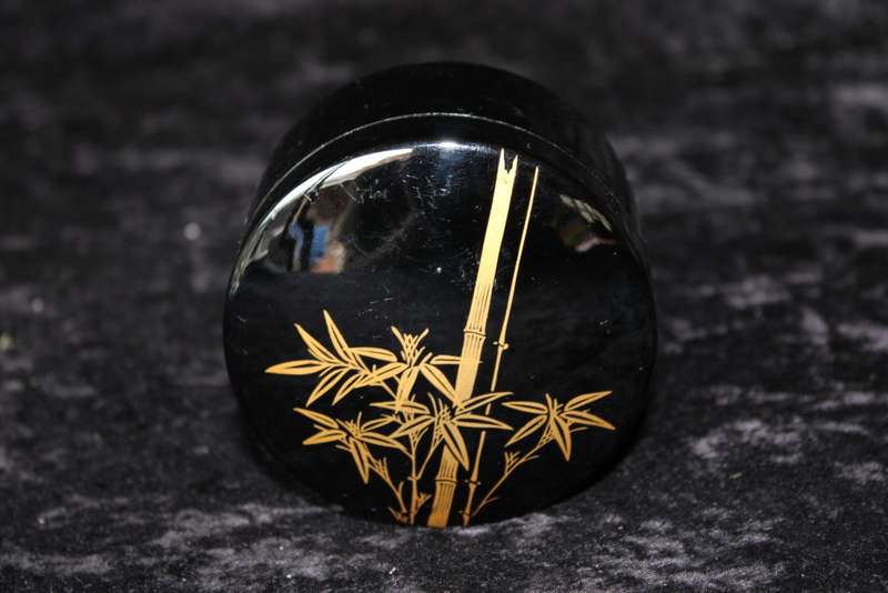 Set of 6 Vintage Japanese Hand Painted Coasters with Container.