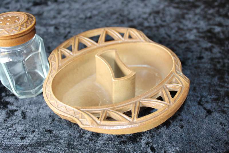 Vintage Italian Resin Salt and Pepper Set in Tray with Toothpick Holder.