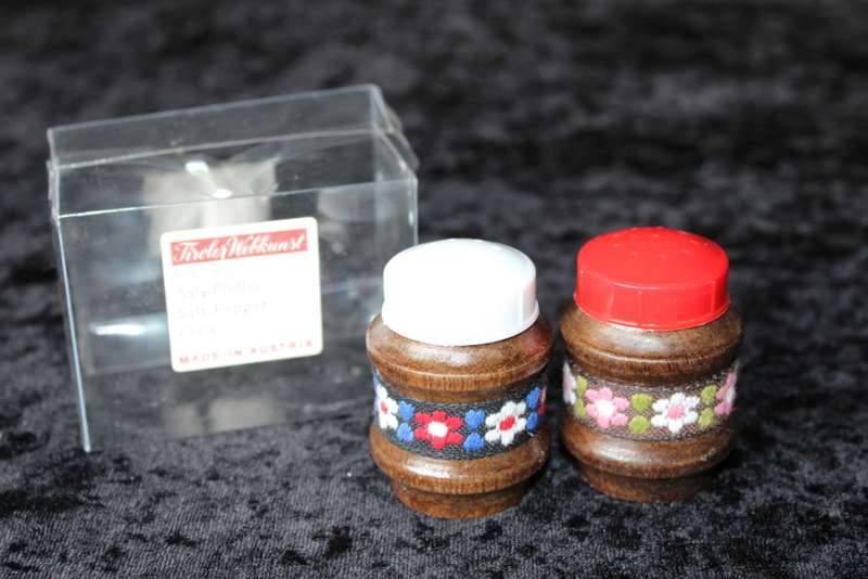 Vintage Austrian Wooden Salt and Pepper Set (Unused)