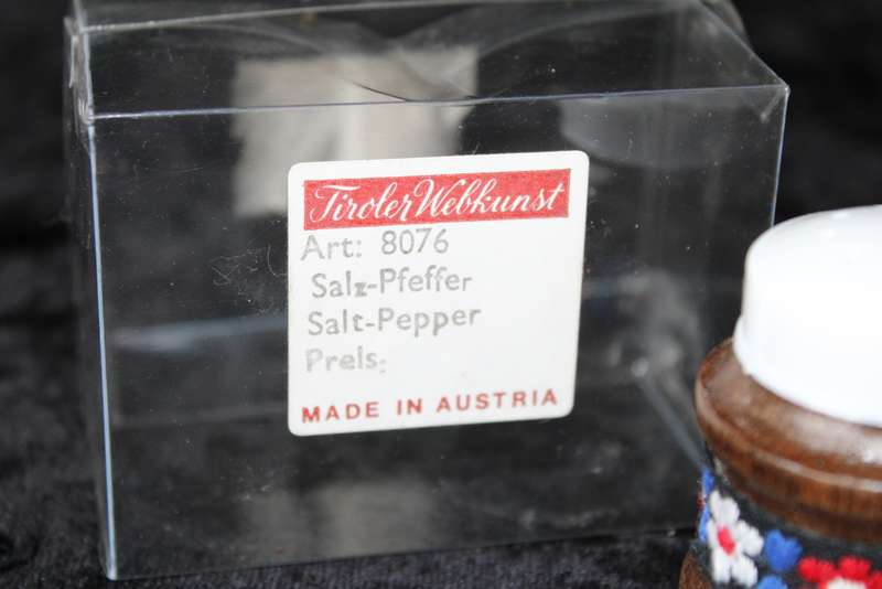 Vintage Austrian Wooden Salt and Pepper Set (Unused)