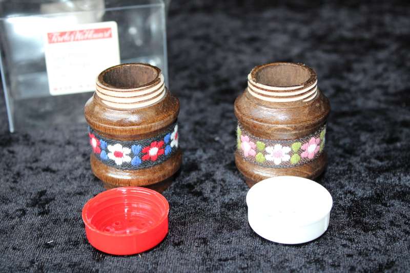 Vintage Austrian Wooden Salt and Pepper Set (Unused)