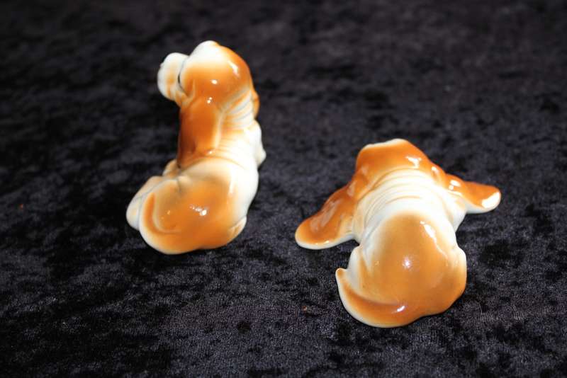 Pair of Bone China Basset Hound Dog Figurines