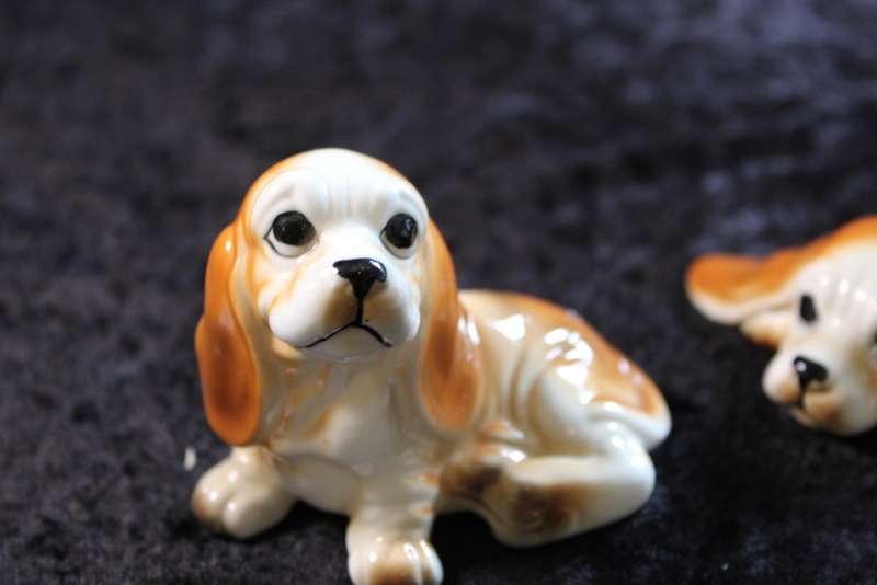 Pair of Bone China Basset Hound Dog Figurines