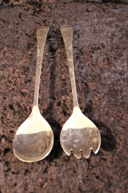Set of Silver Plated Salad Servers.