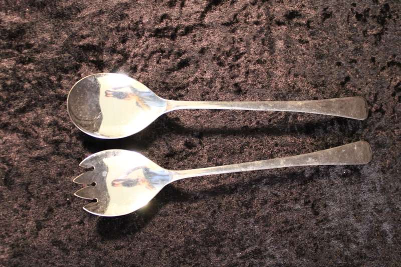 Set of Silver Plated Salad Servers.