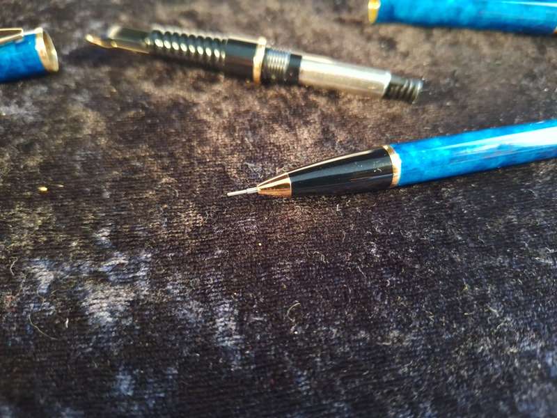 Set of Waterman Pen (Fountain Pen) and Pencil - Blue Marble.
