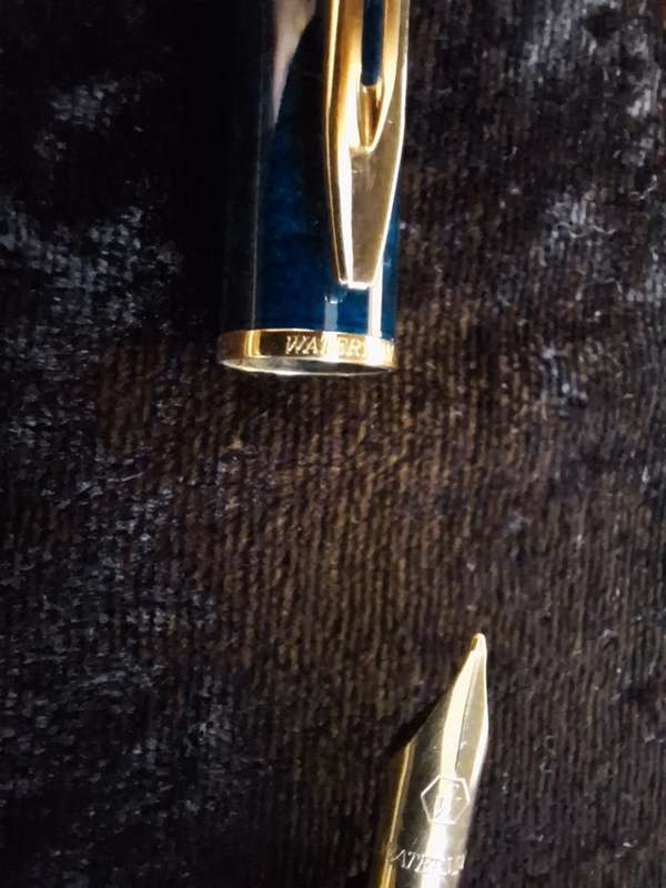 Set of Waterman Pen (Fountain Pen) and Pencil - Blue Marble.