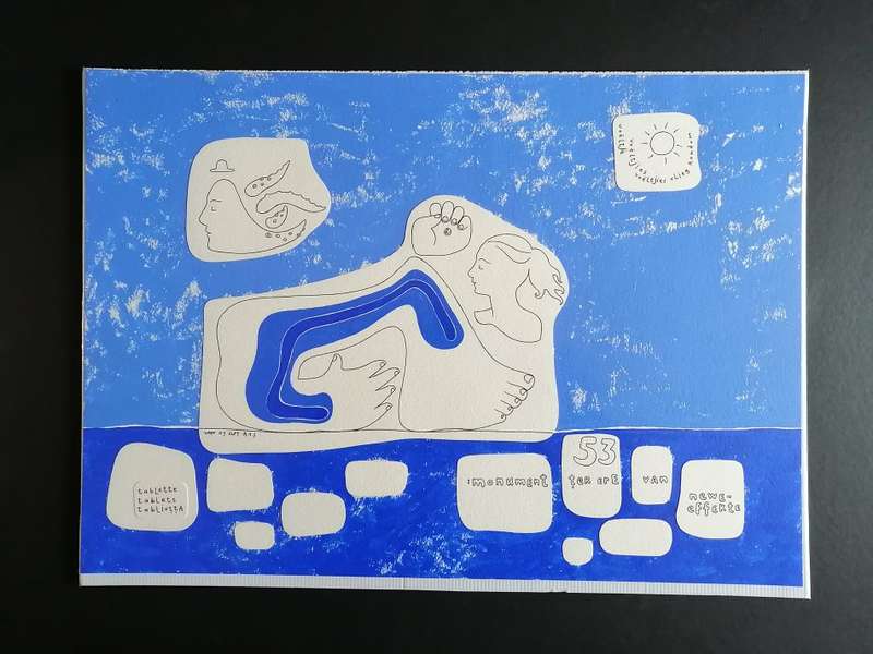 Art painted sketch on paper - "monument 53" - A2 - format - landscape - created 2007