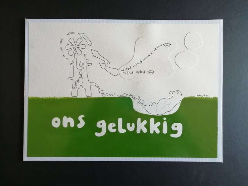 Art painted sketch on paper - "hier is ons..." - triptych A3 x 3 - format - landscape - created 2006
