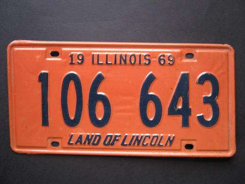 Vintage 1969 ILLINOIS number plate, great find to add to your collection
