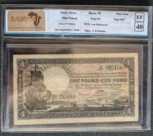 One Pound note - Sangs graded