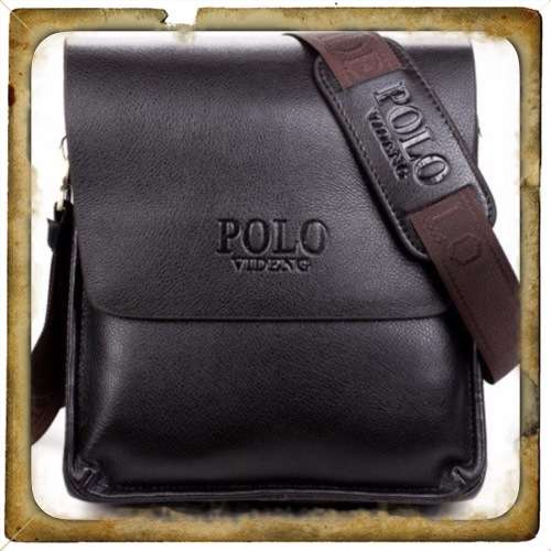 POLO VIDENG Composite Black Leather Shoulder / Crossbody Bag