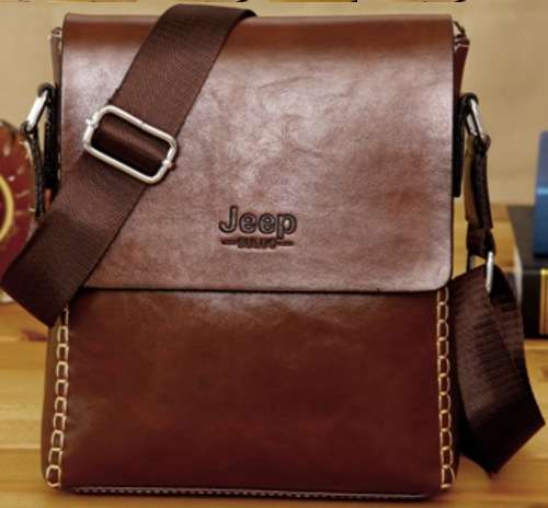 JEEP BULUO Composite Brown Leather Shoulder / Crossbody Bag