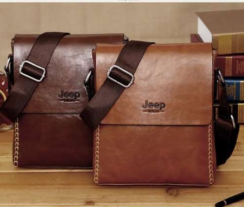 JEEP BULUO Composite Brown Leather Shoulder / Crossbody Bag