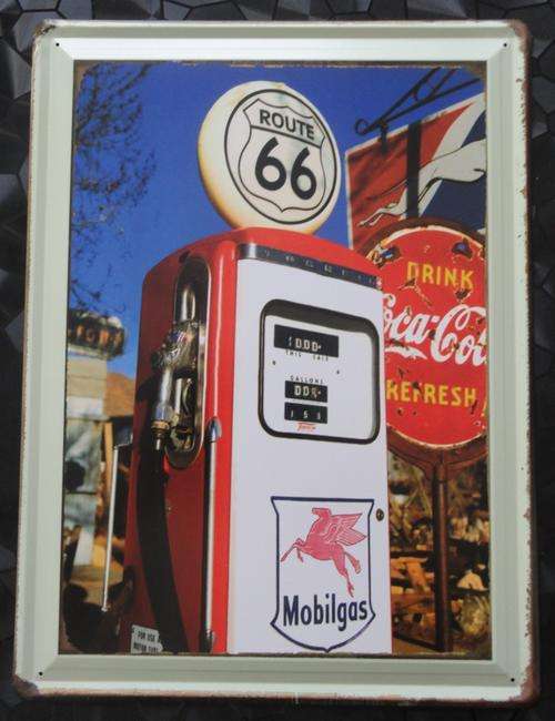 Route 66 Gas / Petrol Pump/ Coca Cola Tin Sign- LARGE 30cm x 40cm!!!Cheap Shipping!