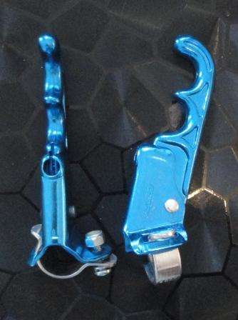 OLD SCHOOL BMX 2 FINGER ALLOY BRAKE LEVERS ANODISED BLUE NOS