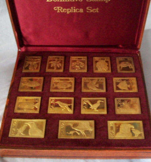 #RSA 1974/5 DEFINITIVE STAMP REPLICA SET - GOLD PLATED STERLING SILVER only 5000 minted - 530+ grams