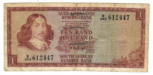 South African Reserve Bank R1 - TW de Jongh - small R1 - 120 x 57