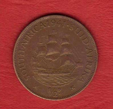 #LOW START# South Africa Half penny 1941 1/2d King George Vl - Catalogue UNC 650