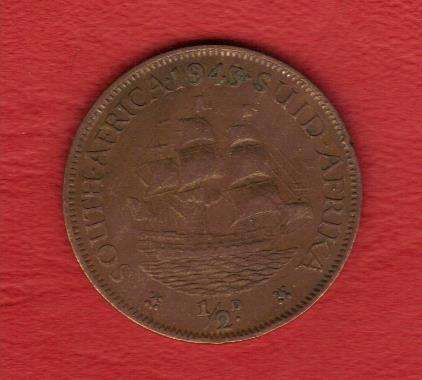 #LOW START# South Africa Half penny 1943 1/2d King George Vl - UNC 650 - EF 210