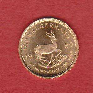 1980 SA Krugerrand FYNGOUD 1/10 oz FINE GOLD
