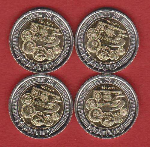 4 x SARB R5 - Direct from sealed mint bag - 90 years anniversary of South African Reserve Bank