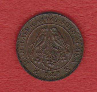 South Africa 1949 Quarter Penny Farthing 1/4d - as per scan