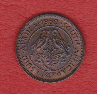 South Africa 1959 Quarter Penny Farthing 1/4d - as per scan