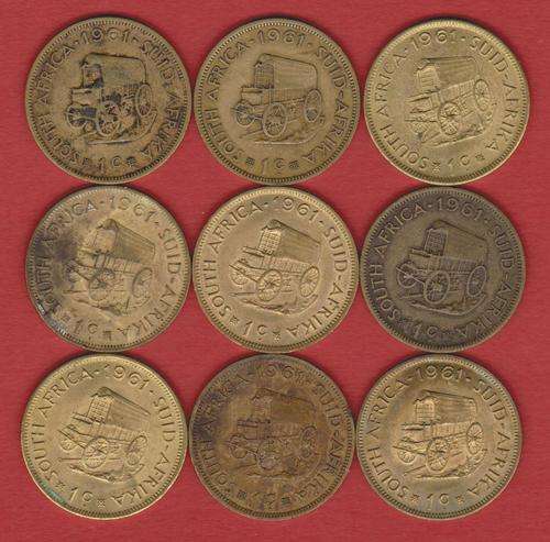 9 x 1961 RSA 1 cent