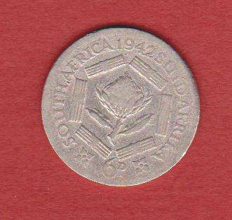 SA Silver SIXPENCE 1942 KING GEORGE Vl - 6d