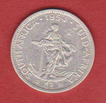 Union South Africa 1954 SILVER 1 SHILLING  EF