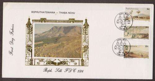 First Day Fabrics Boph Silk FDC 3/86 BOPHUTHATSWANA - THABA NCHU  No 180/600 LIMITED EDITION