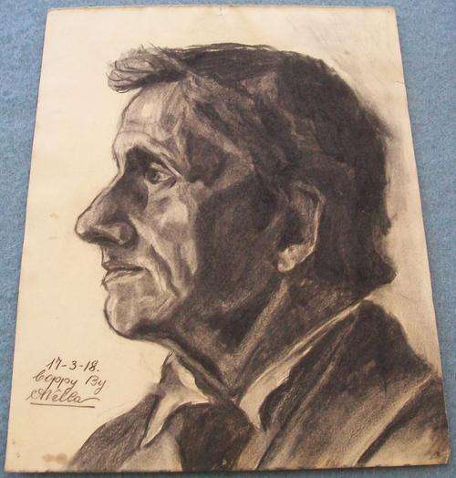 Awesome charcoal etching on paper Dated 17-3-18