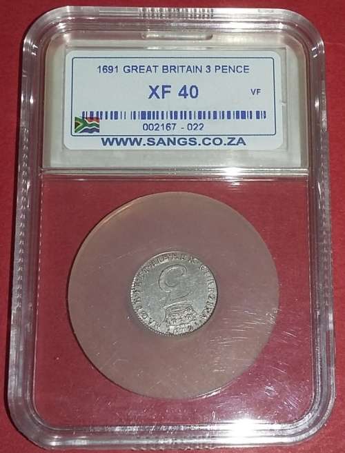 ##SCARCE## 1691 Great Britain 3 pence - NGC price guide XF40 = $400