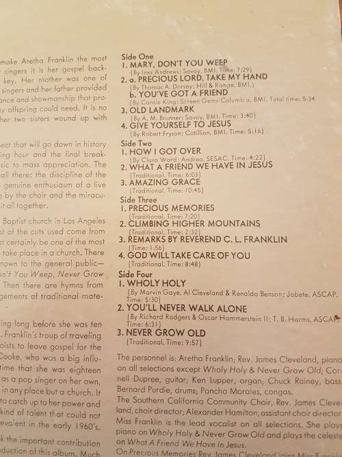 ARETHA FRANKLIN Amazing Grace - Double LP (Excellent/Very Good+)