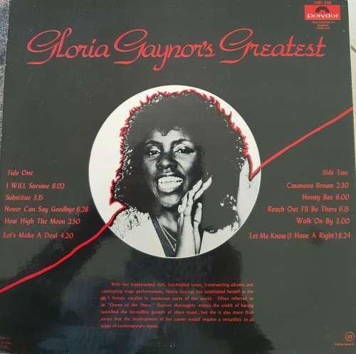 GLORIA GAYNOR Greatest Hits (Very Good+/Very Good+) Polydor 2491 558 SA Pressing 1980 - DISCO