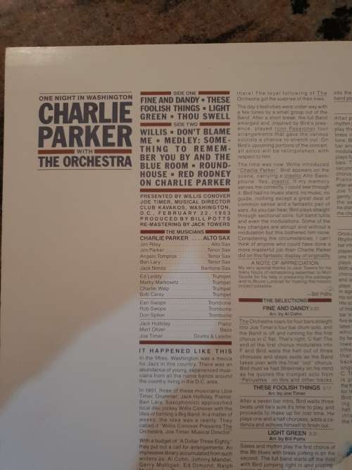 CHARLIE PARKER One Night In Washington (Excellent/Excellent)