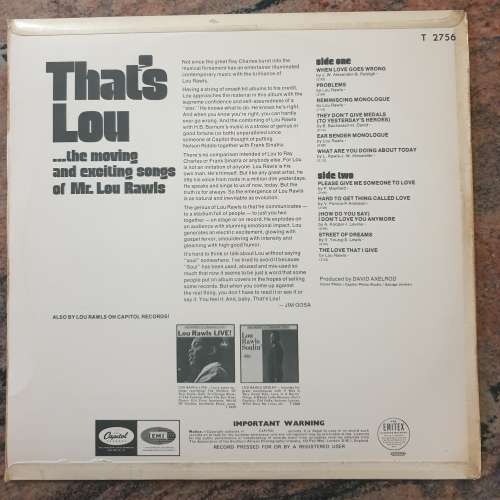 LOU RAWLS That`s Lou (Very Good+/Very Good+)