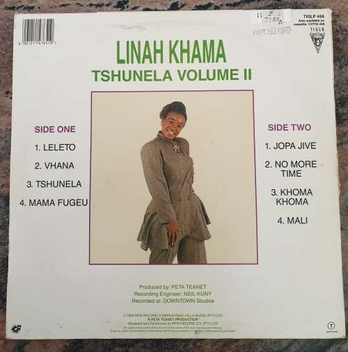 LINAH "EBONY" KHAMA Tshunela Volume II (Very Good+/Very Good) SA Pressing 1993 - BUBBLEGUM MUSIC