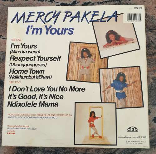 MERCY PAKELA I'm Yours (Very Good/Very Good+) FML 1013 SA Pressing 1987 - BUBBLEGUM MUSIC