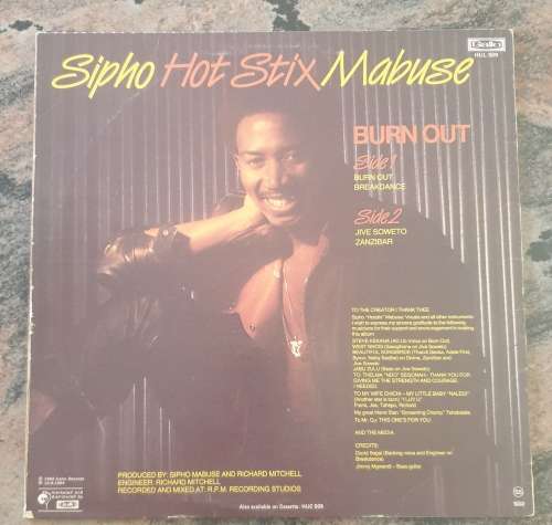 SIPHO MABUSE Burn Out (Very Good+/Very Good+) HUL 509 Gallo Records 1984
