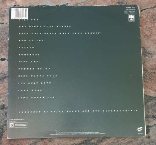 BRYAN ADAMS Reckless (Very Good+/Very Good) STARL 5622  SA Pressing 1990