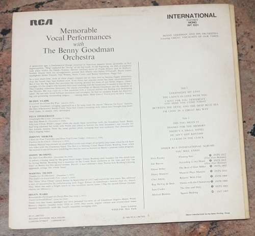 BENNY GOODMAN and Great Vocalists -Ella Fitzgerald, etc (VG-/VG) RCA INT 1021 UK Press 1969 - MONO