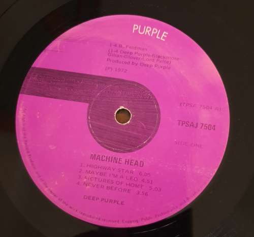 DEEP PURPLE Machine Head (Good+/Very Good) Purple Records TPSAJ(D) 7504 - 1972 Pressing - Gatefold