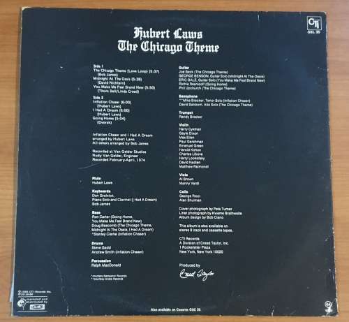 HUBERT LAWS The Chicago Theme (Very Good+/Very Good) CTI Records GSL 35 South African Pressing 1980