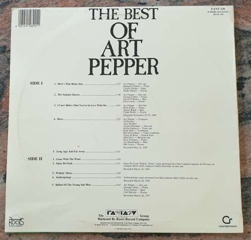 ART PEPPER The Best Of (New & sealed) Fantasy Roots Records FANT 130 SA Pressing 1989