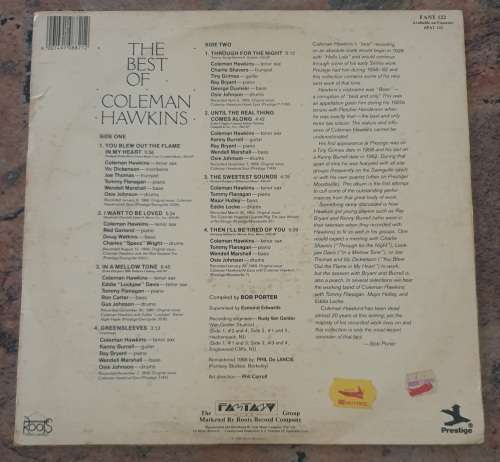 COLEMAN HAWKINS The Best Of (Very Good/Very Good) Prestige Roots Records FANT 122 SA Pressing 1989