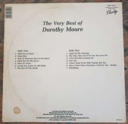 DOROTHY MOORE The Very Best Of (Good+/Good+) Priority PRYH 3024 SA Pressing 1987